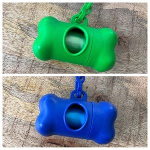 2 Pack Dog Poop Trash Bag Holder Dispenser Bone Shaped and Waste Bags New